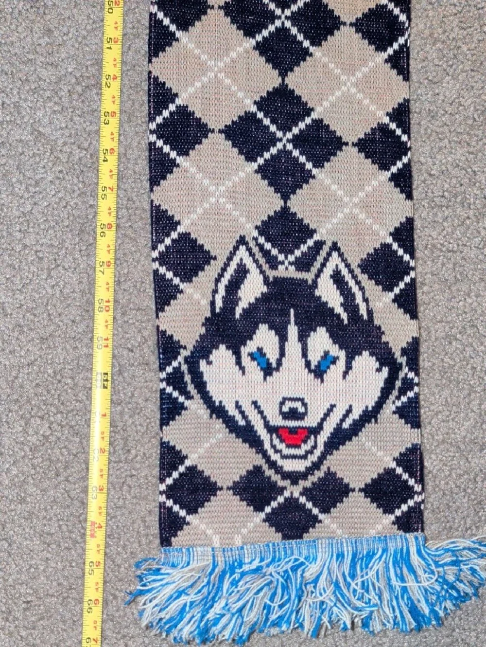 UConn Soccer Scarf with Husky Logo - Navy & White